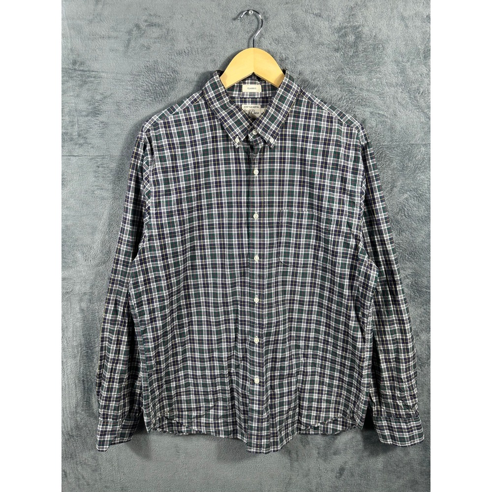 J.Crew Secret Wash Shirt Mens Large Classic Fit Plaid Button Down Long Sleeve